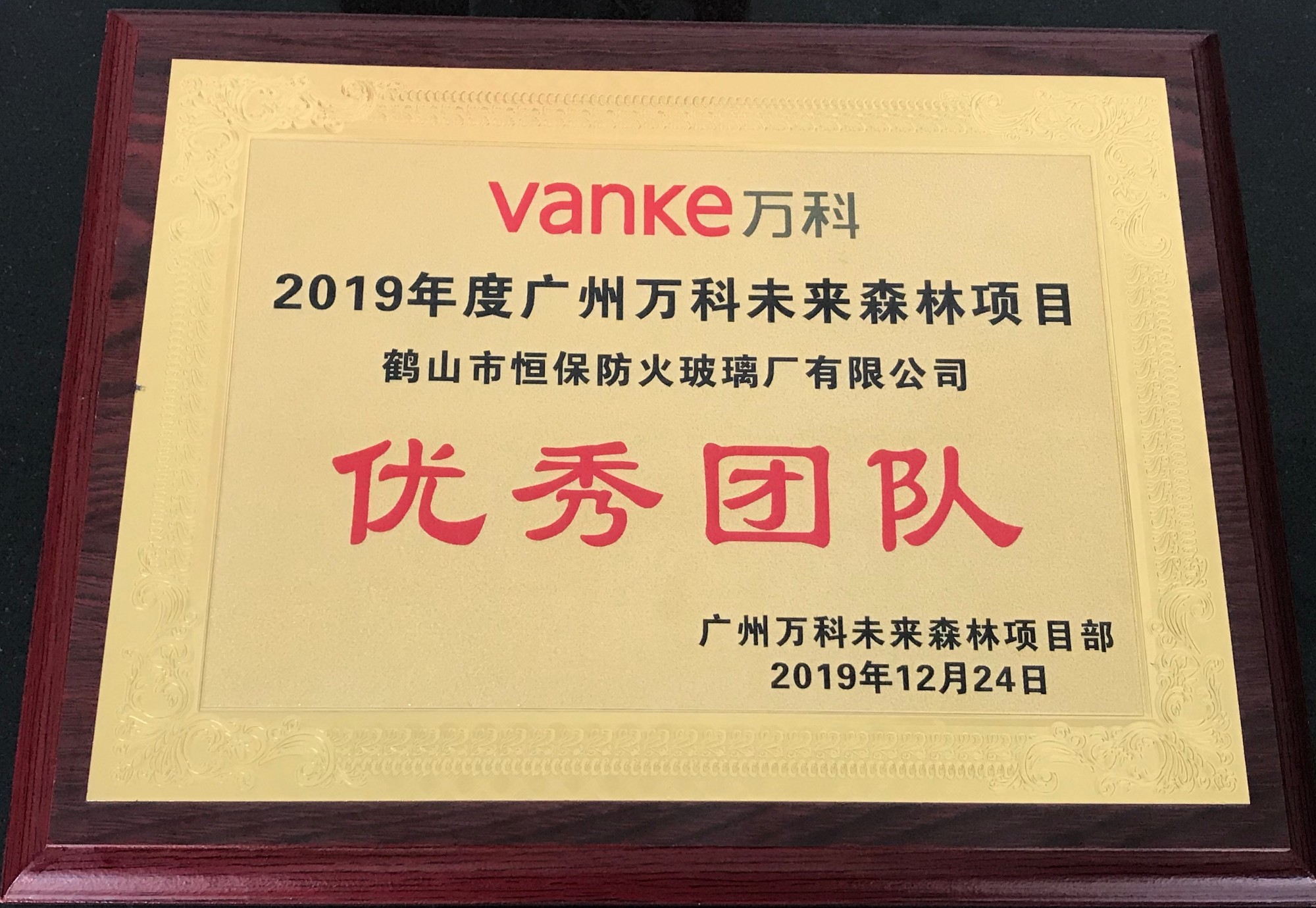 2019年度昭通万科未来丛林项目 优良团队奖