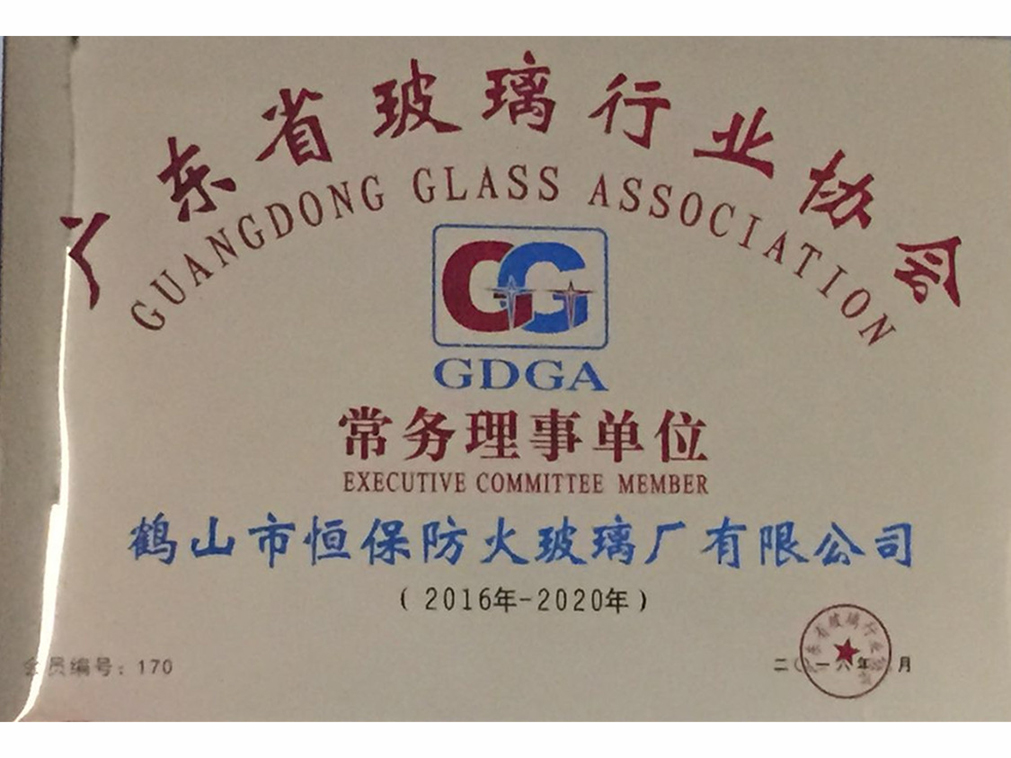 广东省玻璃行业协会 常务理事单元